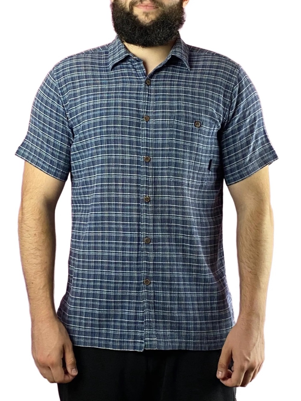 Patagonia Blue Plaid Short Sleeve Button-Down Shirt